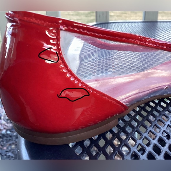 TORY BURCH RED LEATHER & VINYL BALLET FLATS - Picture 9 of 9